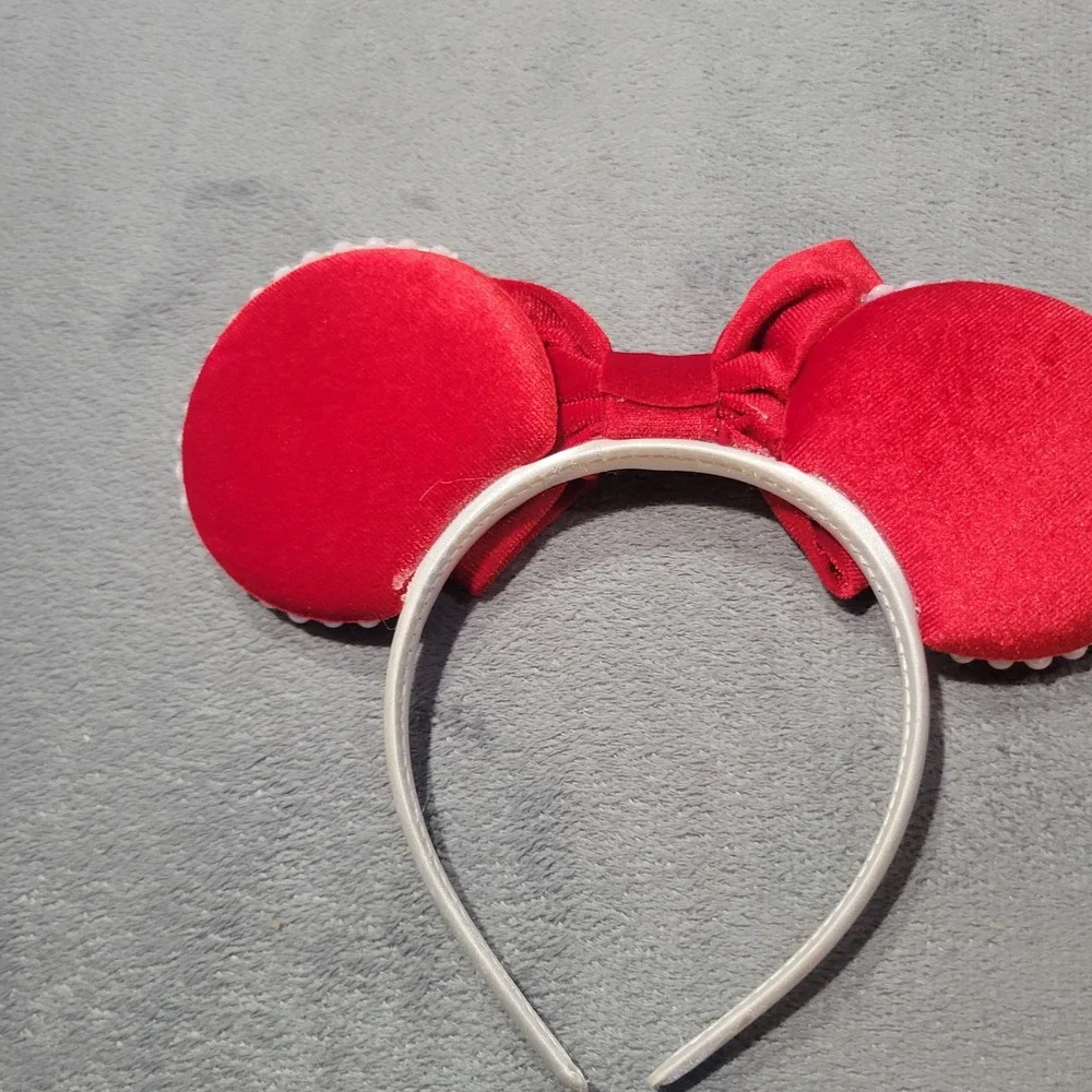 Minnie Mouse Ears Women Red‎ Velvet Pearl Mickey Disney Style Coquette